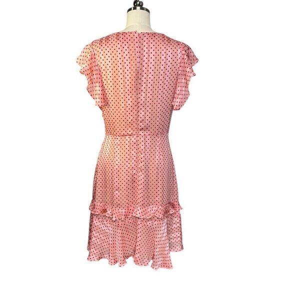 Monique Lhullier Pink Polka Dot Ruffle Mini Dress | Size 8 - Picture 5 of 13